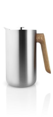 Thermo Cafetière Stempelkanne von Eva Solo, Edelstahl mit Holzgriff, isolierend für heißen Kaffee.